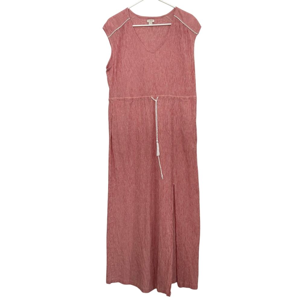 Jcrew red seersucker maxi dress